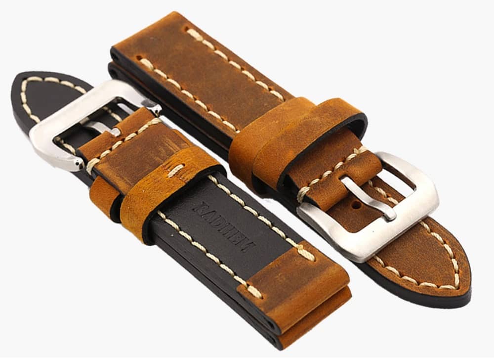 Coffee Brown Leather Watch Strap Pair Back