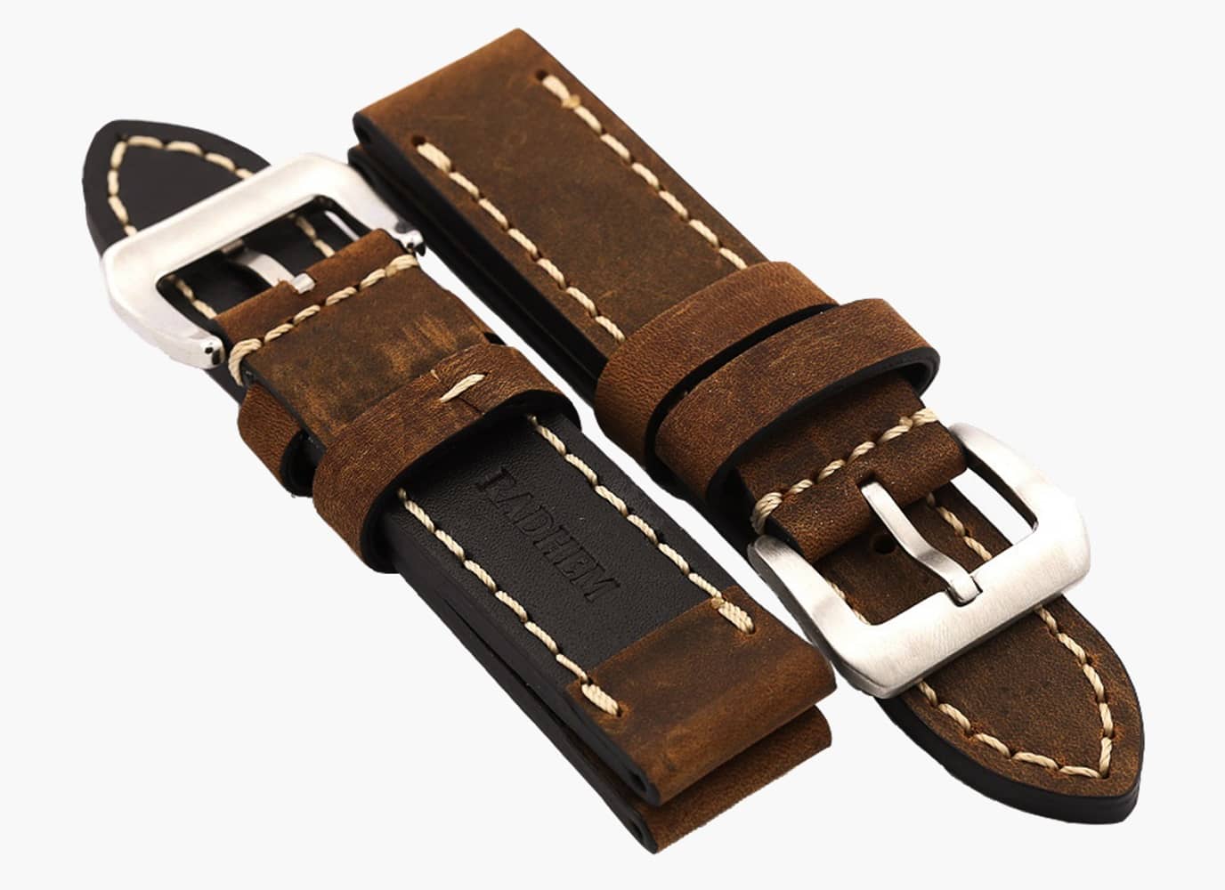 Earth Brown Leather Watch Strap - Back