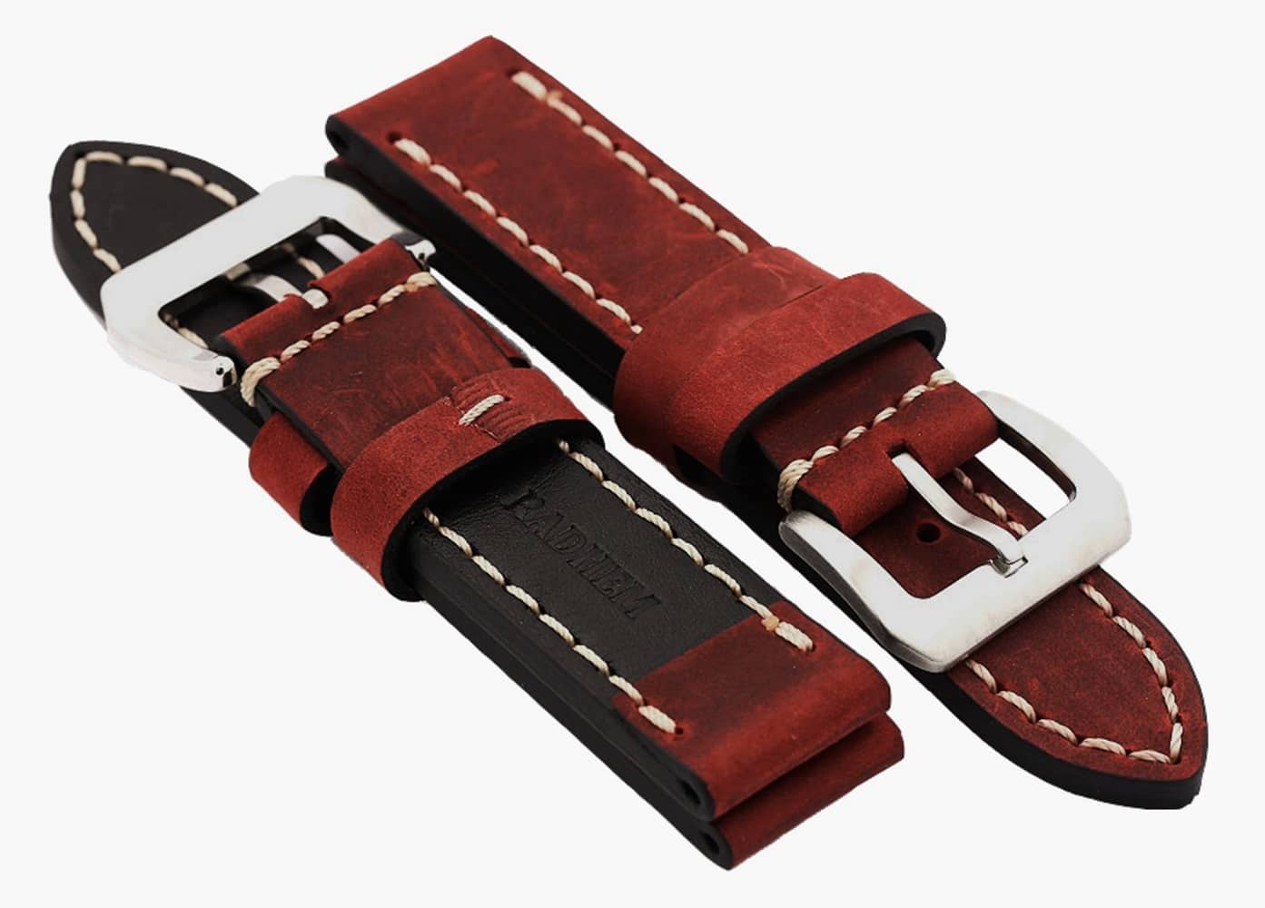 Fire Red Leather Strap Front Back