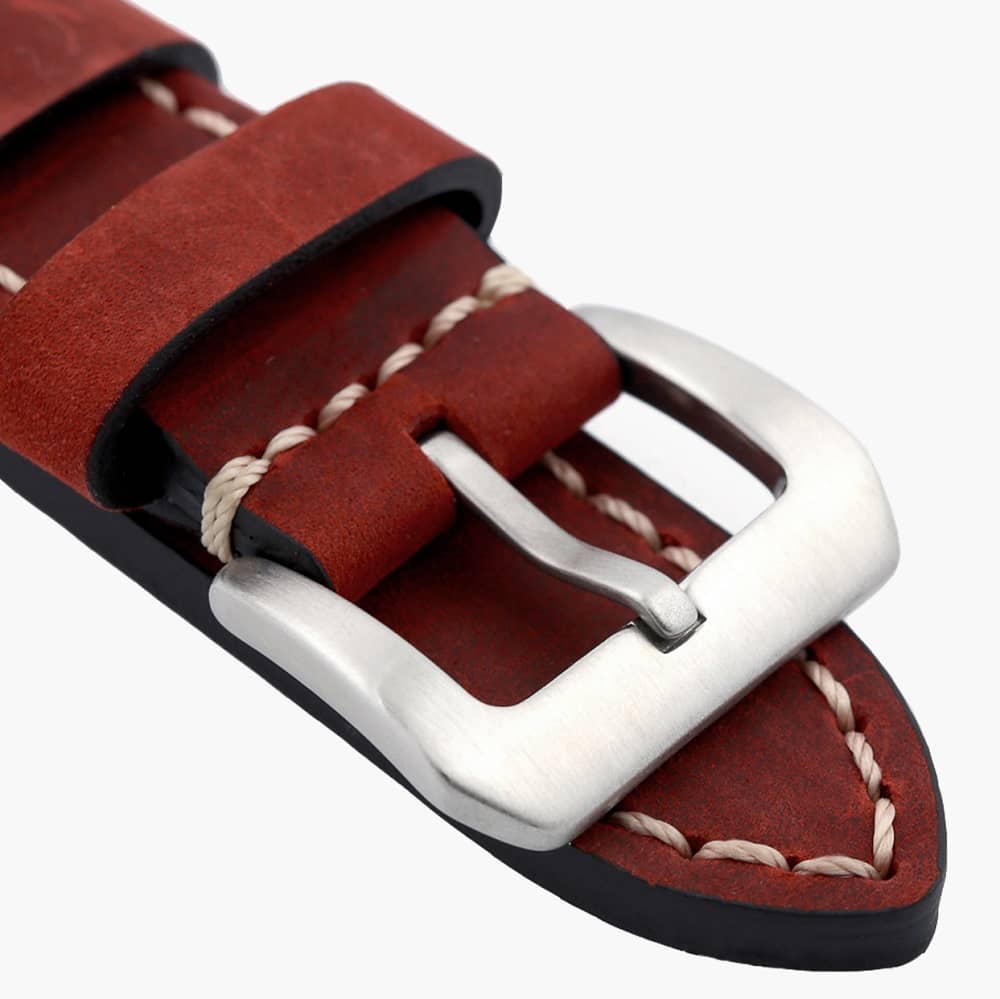 Fire Red Leather Strap Front