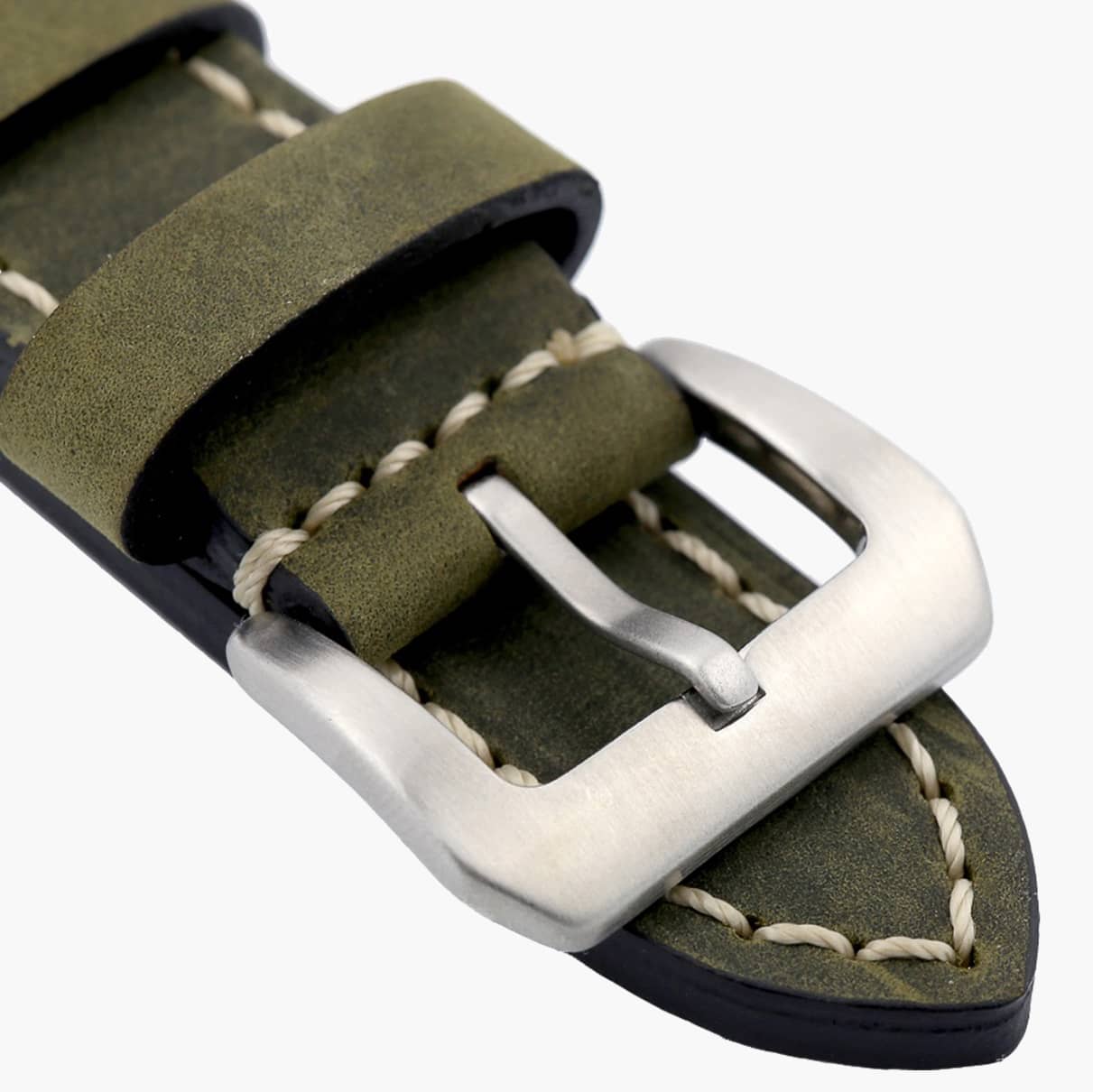 Olive Green Leather Watch Strap